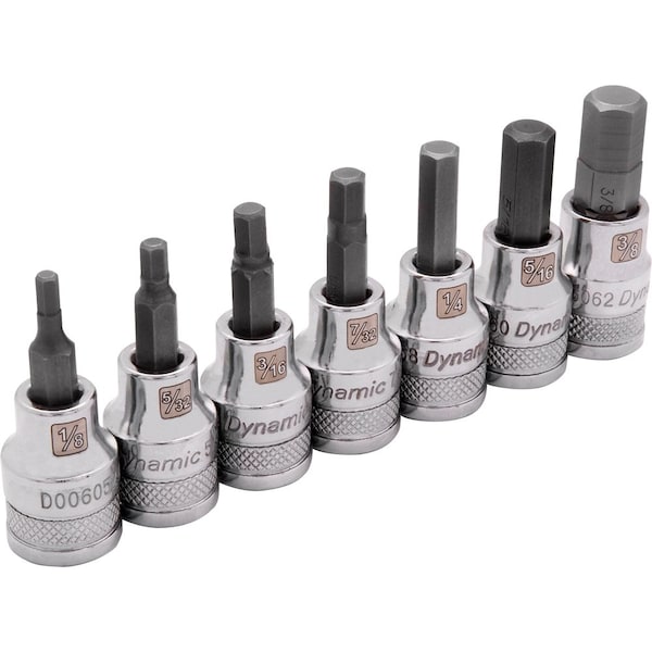 Tools 3/8" Drive 7 Piece SAE, Std Length, Hex Socket Set, 1/8" - 3/8'